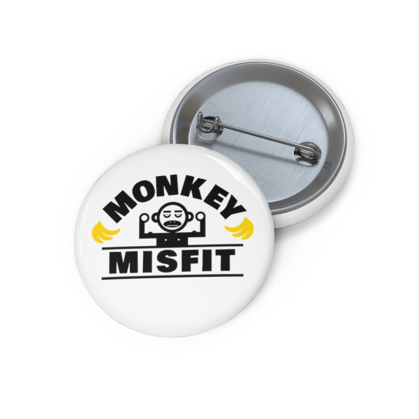 Monkey MisFit Pin Button Badge - White