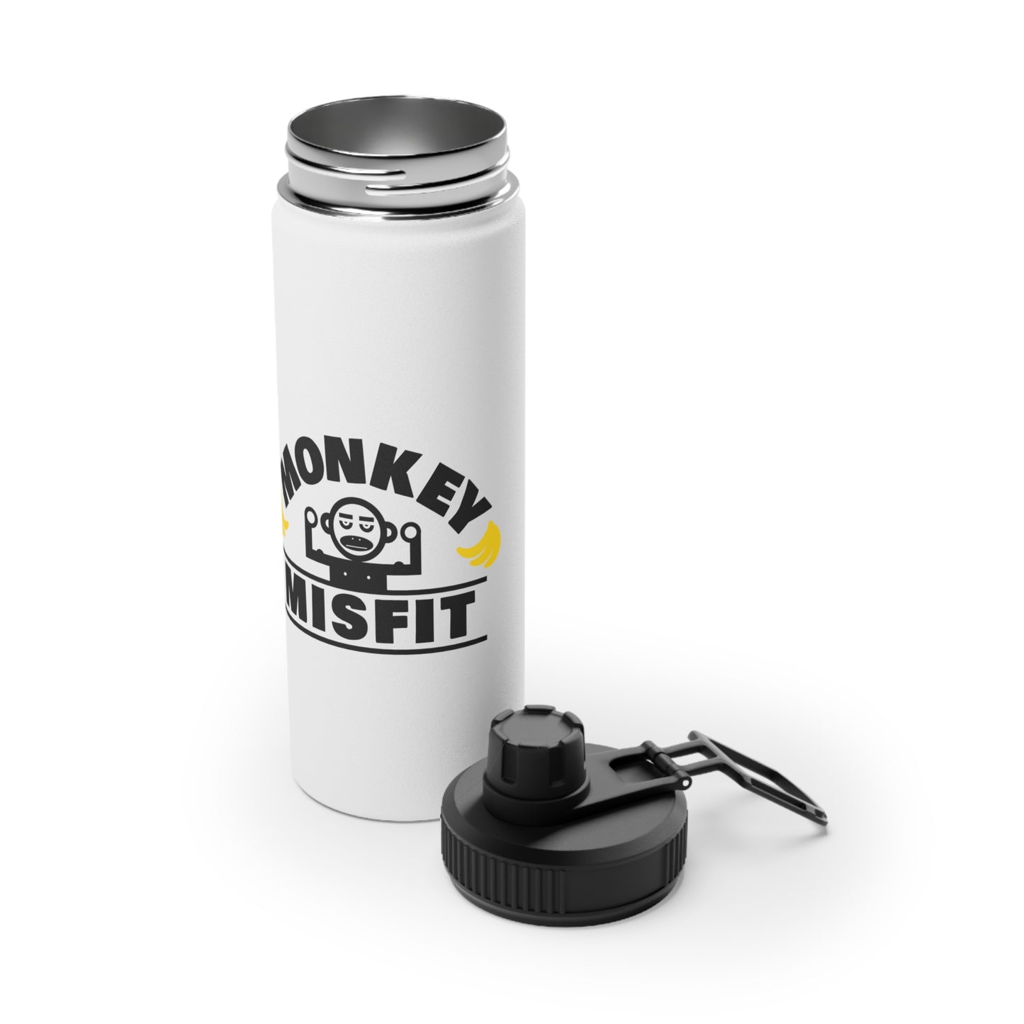 Monkey MisFit Stainless Steel Water Bottle, Sports Lid