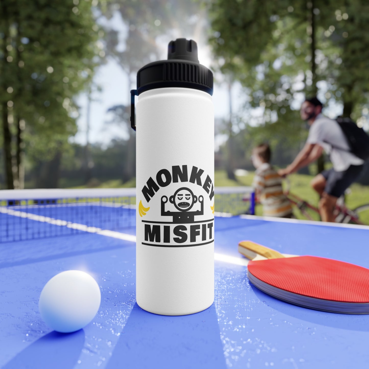 Monkey MisFit Stainless Steel Water Bottle, Sports Lid