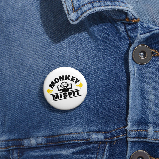 Monkey MisFit Pin Button Badge - White